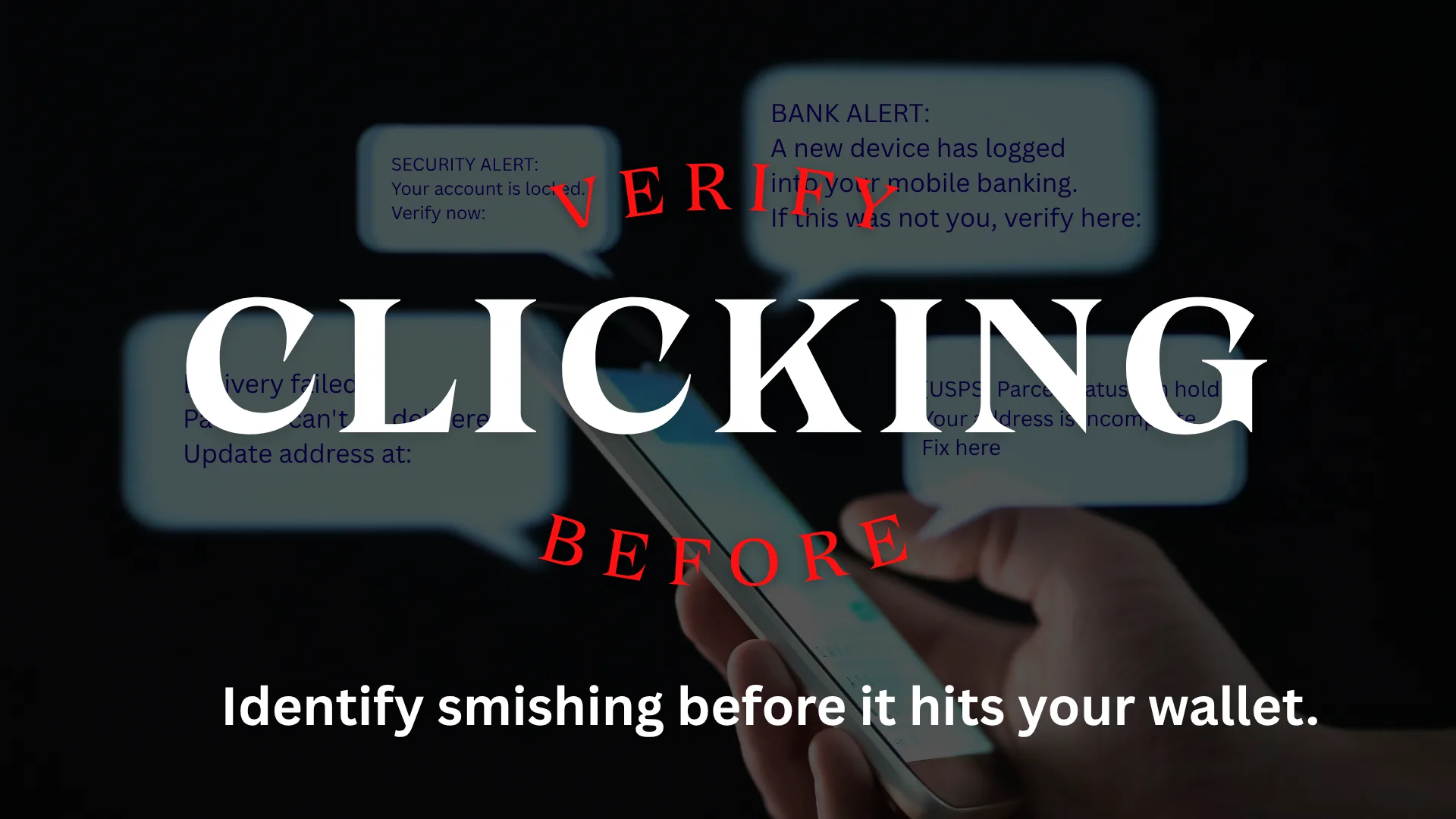 A close up of a mobile phone screen displaying a deceptive delivery notification text message with a malicious link.